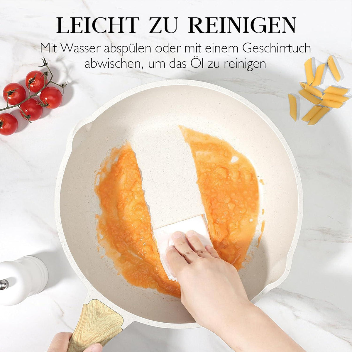GiPP 28 cm Wokpfanne mit Deckel Granit-Antihaftbeschichtung 4.5L White