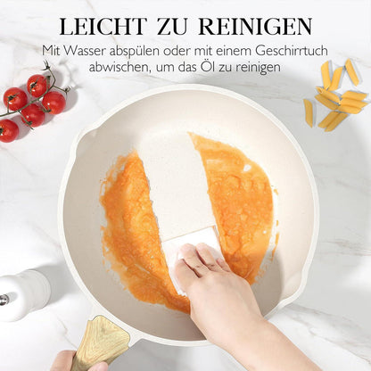 GiPP 28 cm Wokpfanne mit Deckel Granit-Antihaftbeschichtung 4.5L White