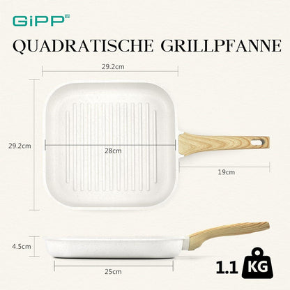 Grillpfanne 28x28 cm Induktion Aluguss Granit-Antihaft