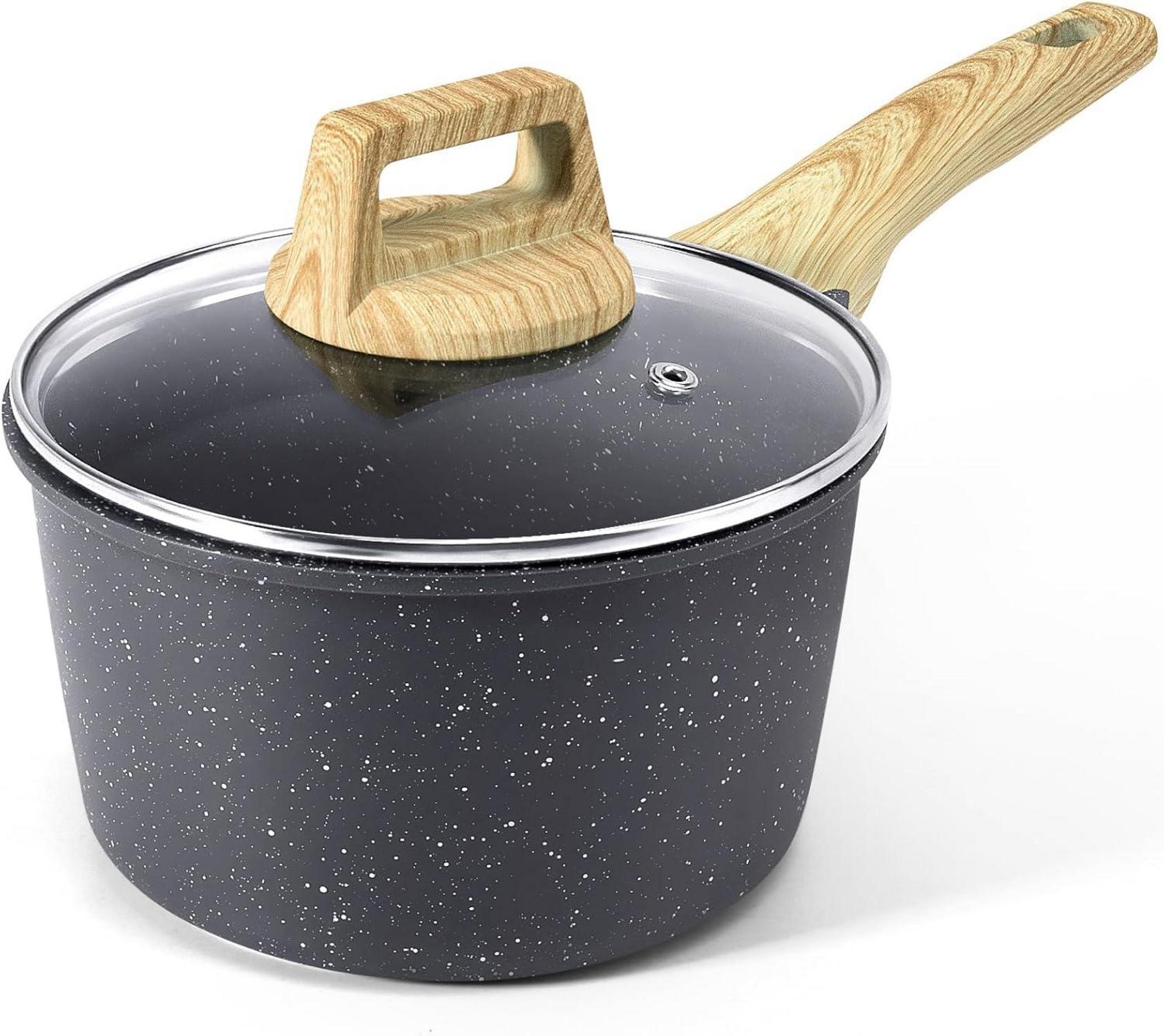 18cm GiPP Granit Antihaft Kasserolle mit Glasdeckel für Induktion