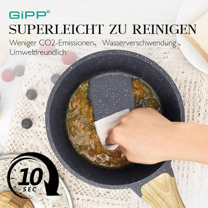 Kasserolle mit Deckel 18cm Induktion Granit Antihaft Bakelit Griff