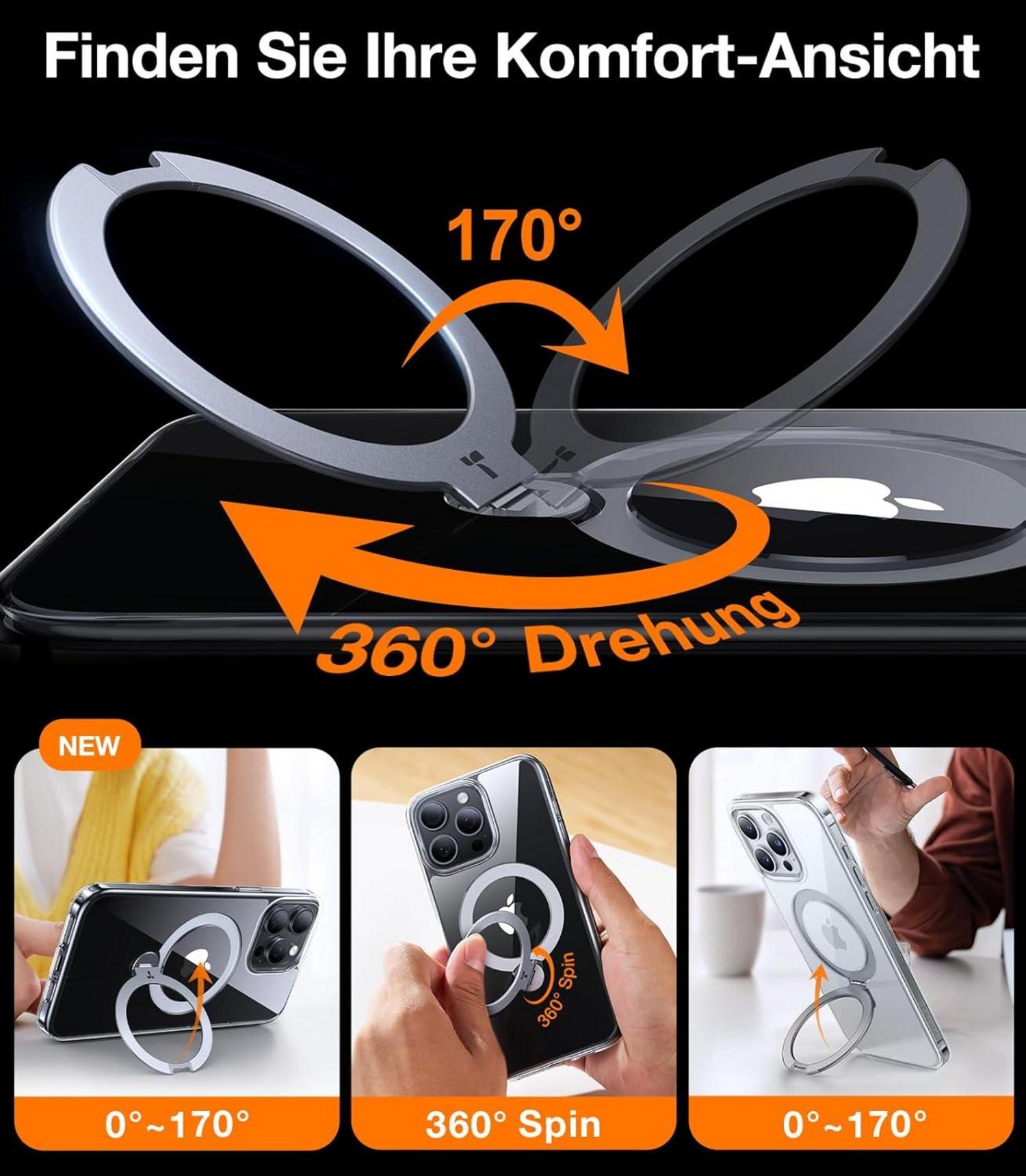 TORRAS 360° Ostand Spin iPhone 15 Pro Hülle Magnetisch Militärschutz