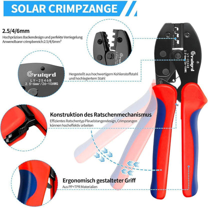 Solar Crimpzangen Set für PV Kabel 2.5/4/6mm² mit Steckern