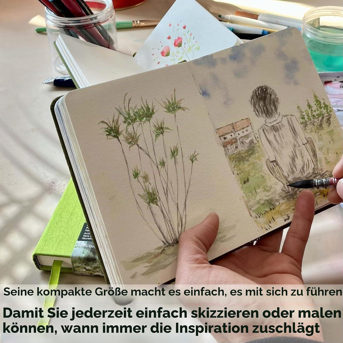 Aquarell Skizzenbuch 15x15 cm – 100% Baumwollpapier