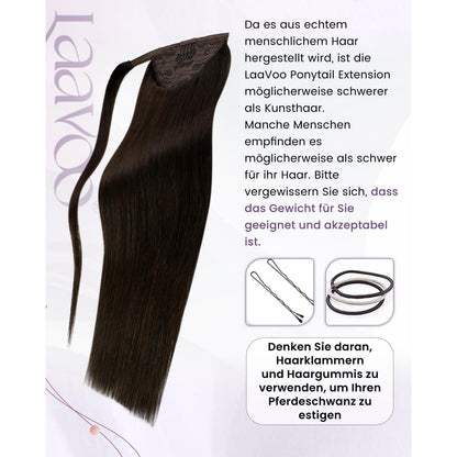 Echthaar Zopfverlängerung Braun 40cm - Pferdeschwanz