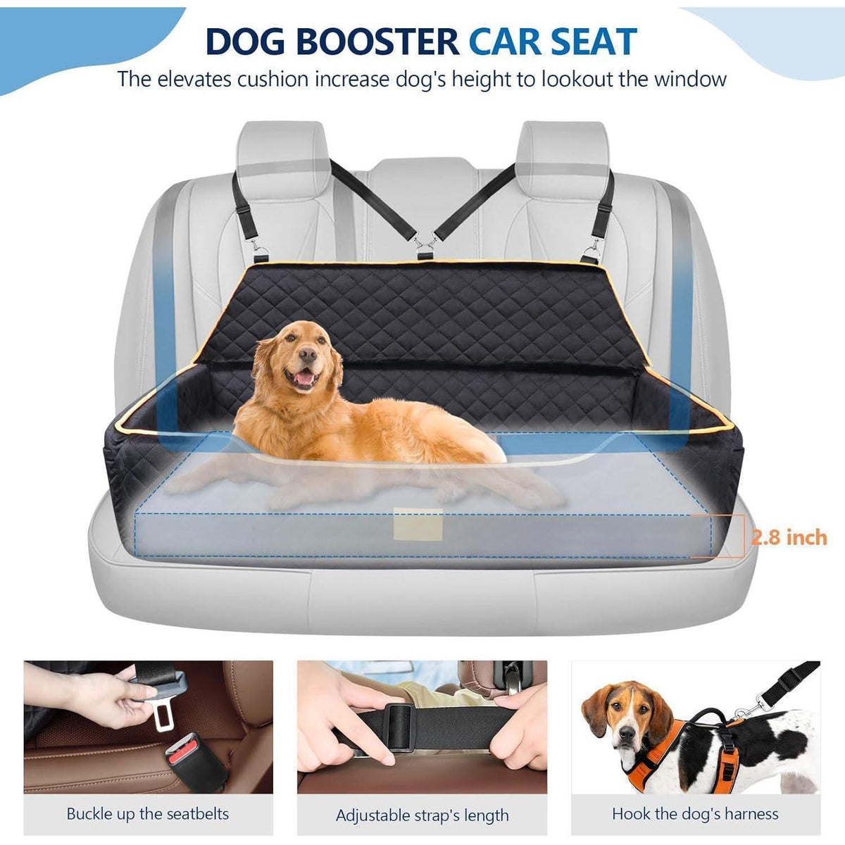 Großes Hundebett für Auto – Memory Foam, Waschbar & Sicher
