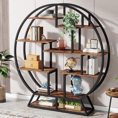Rundes Bücherregal Industrie-Stil, 5 Etagere, 160cm hoch