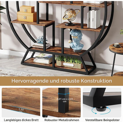 Rundes Bücherregal Industrie-Stil, 5 Etagere, 160cm hoch