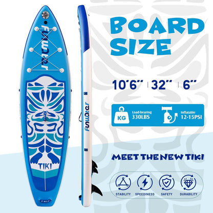 Aufblasbares SUP Board für Erwachsene Komplettset Blau