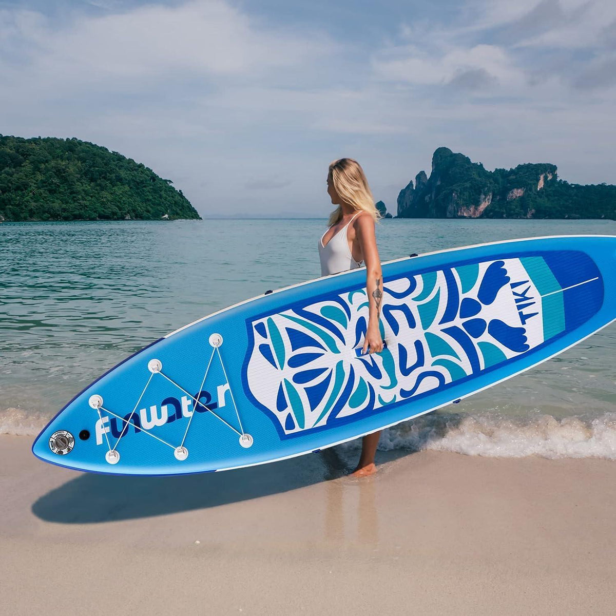 Aufblasbares SUP Board FunWater Stand Up Paddling Board - TIKI Blau