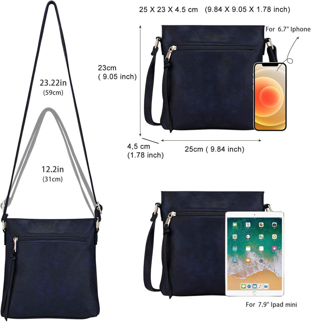 Dobsechs Damen Umhängetasche PU-Leder Crossbody-Tasche mit
