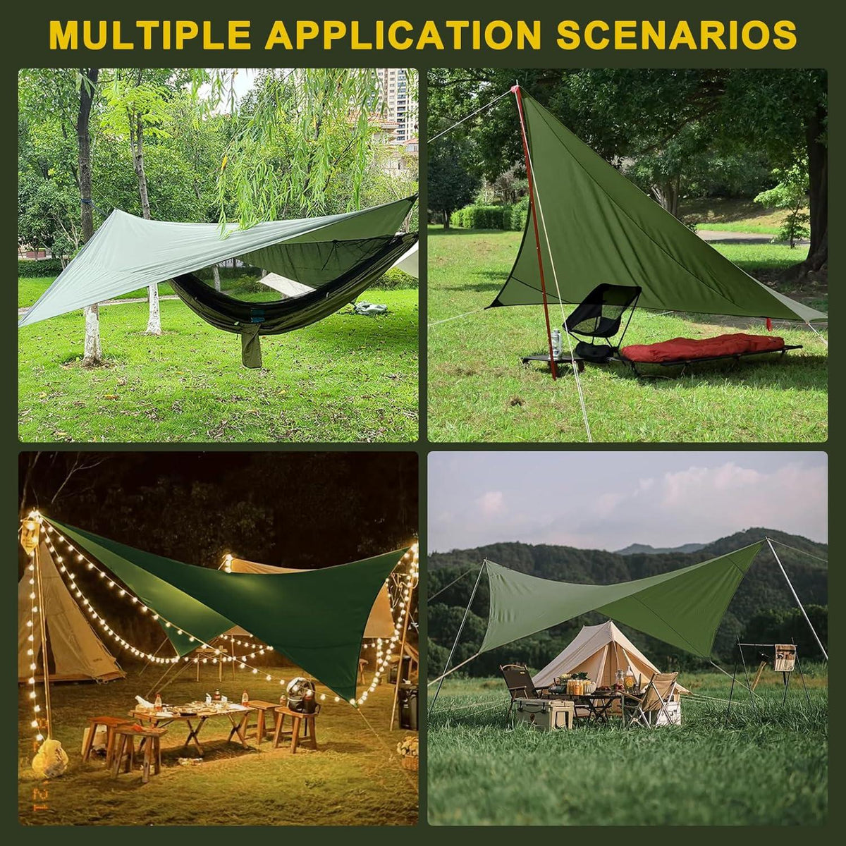 Wasserdicht Camping Zeltplane 3,4x2,6M Ultraleicht UV Schutz Sonnensegel
