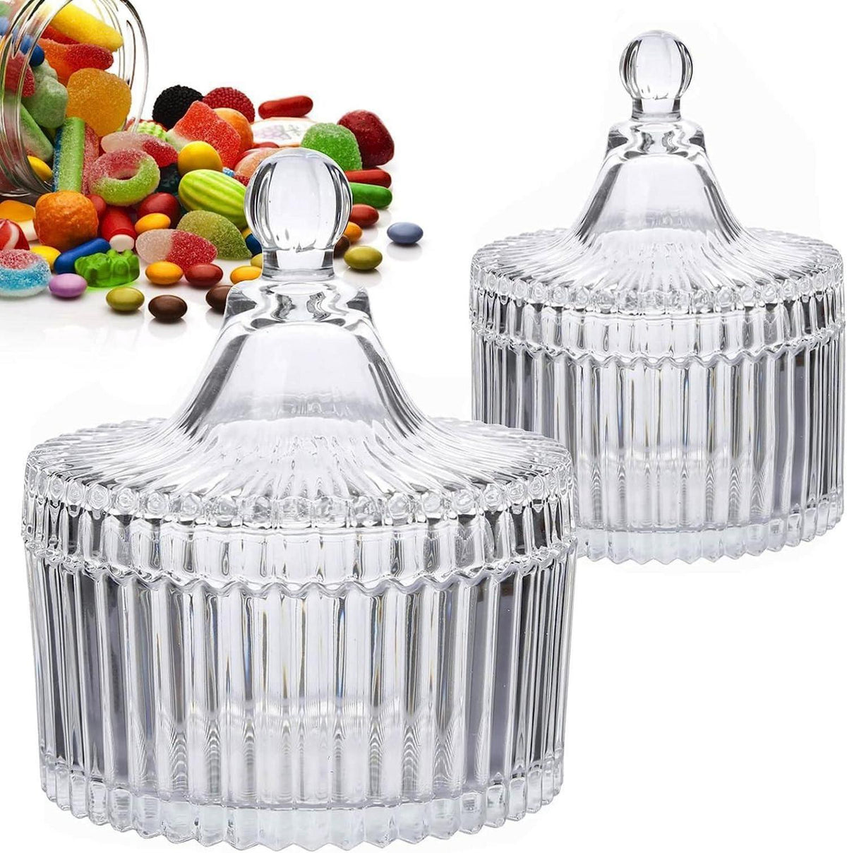 Süßigkeiten Glas Dose mit Deckel 2er Set 100/300 ml Transparent