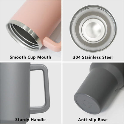 Thermobecher 2-in-1 Deckel 1180ml Kaffee Trinkbecher Strohhalm