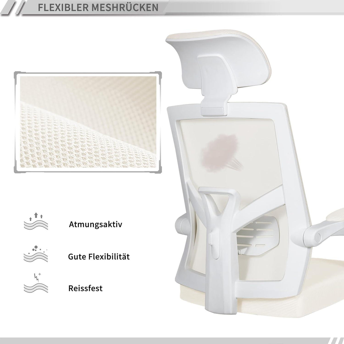 Ergonomischer Bürostuhl Mesh mit Fußstütze Kopfstütze Lendenwirbelstütze Neigbar