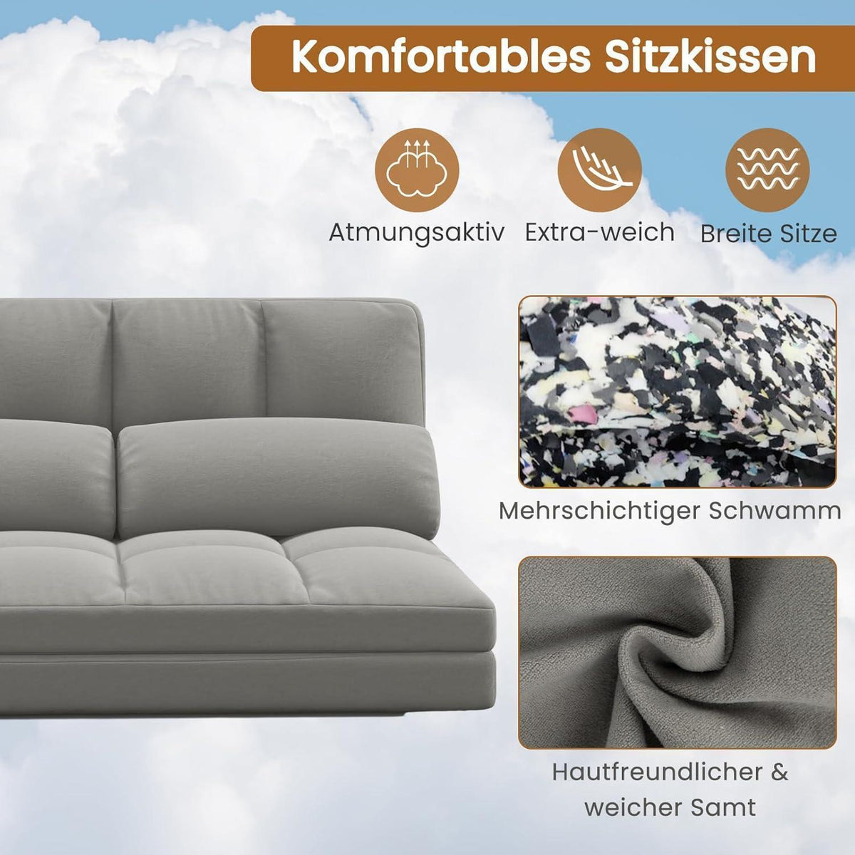 GOPLUS Schlafsessel mit Verstelllehne – 3in1 Sofa für Wohnzimmer