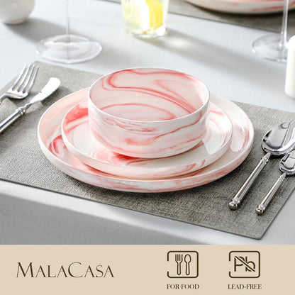 MALACASA Luna 18-teilig Rosa Porzellan Tafelservice
