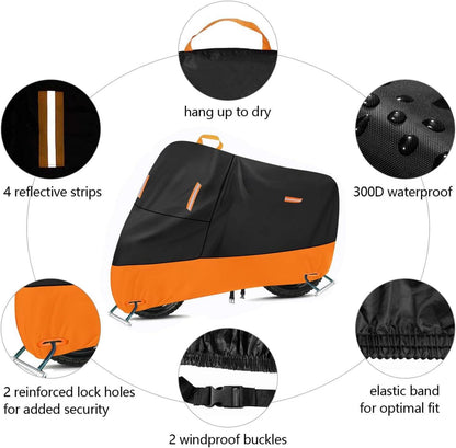 Motorrad Abdeckplane Outdoor 300D Oxford Wasserdicht Reflektierend 3XL