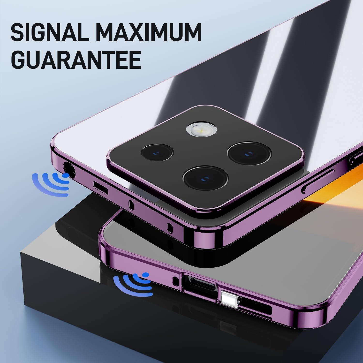 Hülle Xiaomi Redmi Note 13 5G Magnet Adsorption Aluminium Glas lila