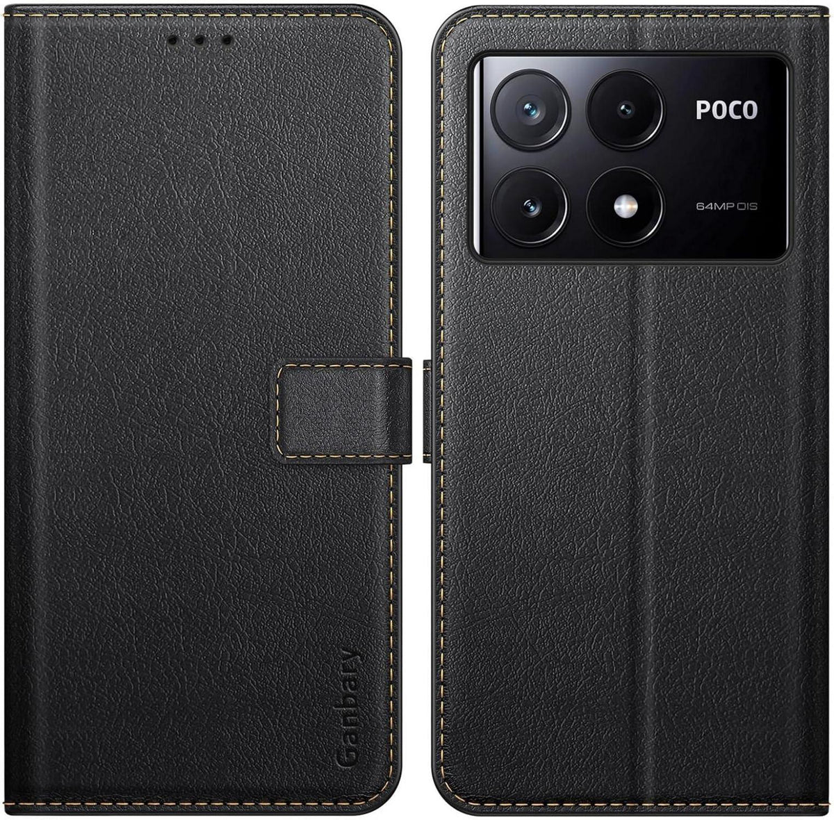 Handyhülle Xiaomi Poco X6 Pro 5G Leder Schwarz - Kartenschlitzen & Standfunktion