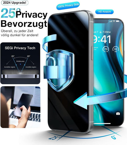 iPhone 15 Pro Panzerglas Schutzfolie 2 Stück Schwarz