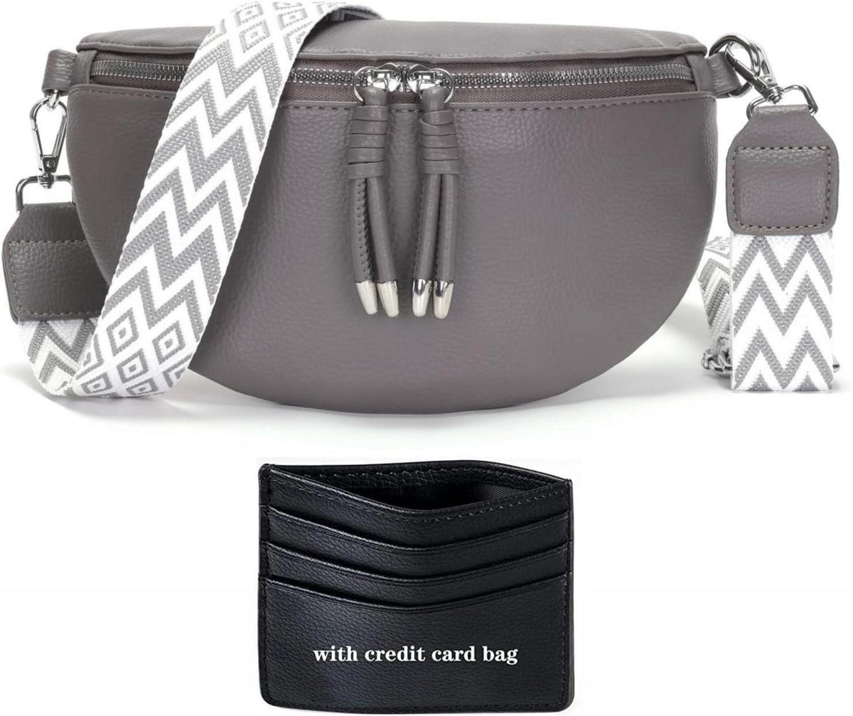 Vegane Damen Crossbody Bag Umhängetasche Handytasche Grau