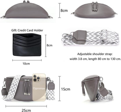 Vegane Damen Crossbody Bag Umhängetasche Handytasche Grau