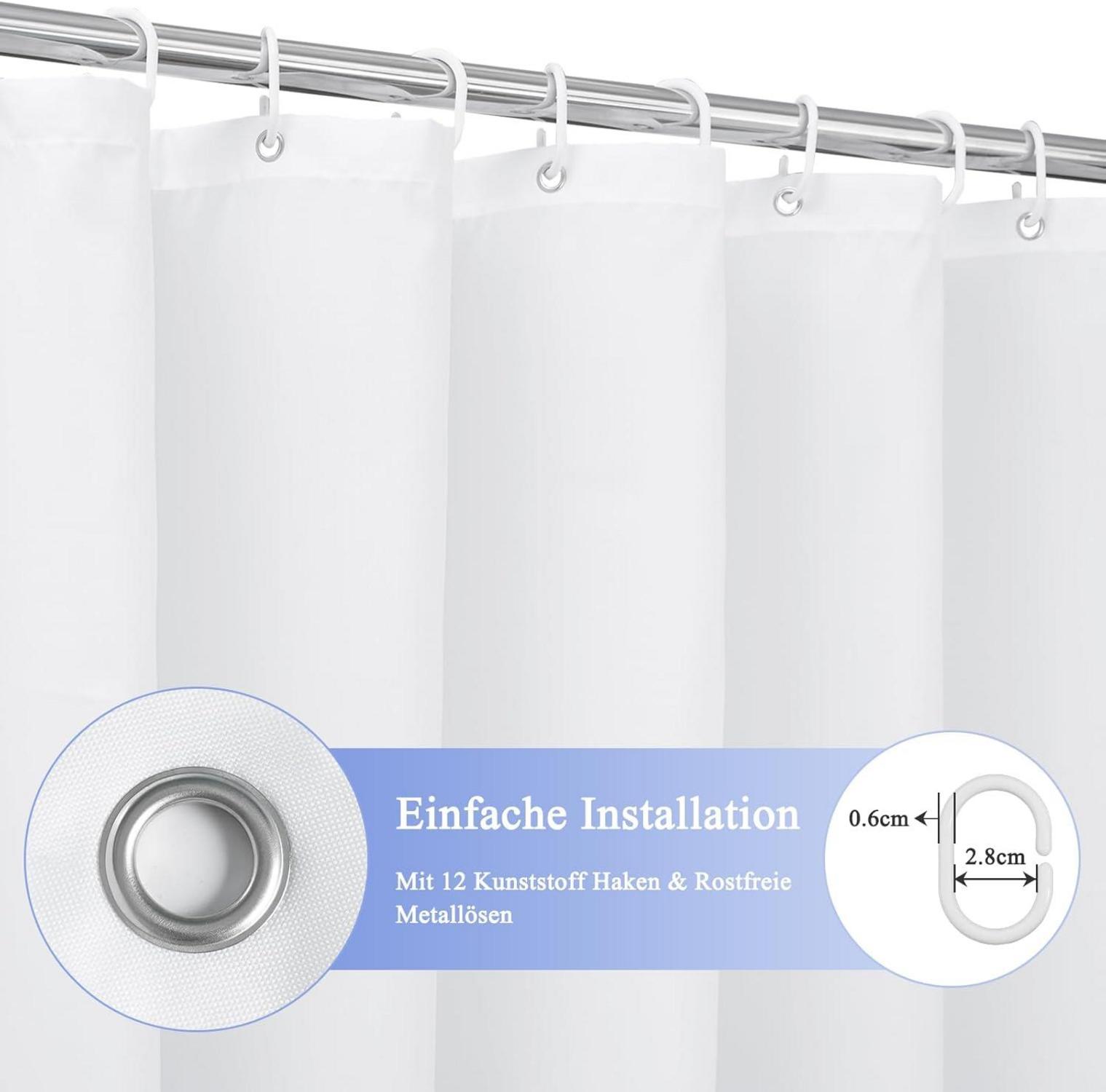 Duschvorhang Blau 180x200cm Textil Wasserdicht Waschbar mit Antischimmel-Effekt