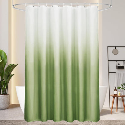 Duschvorhang Textil Grün 180X180cm Wasserdicht Waschbar mit 12 Ringen
