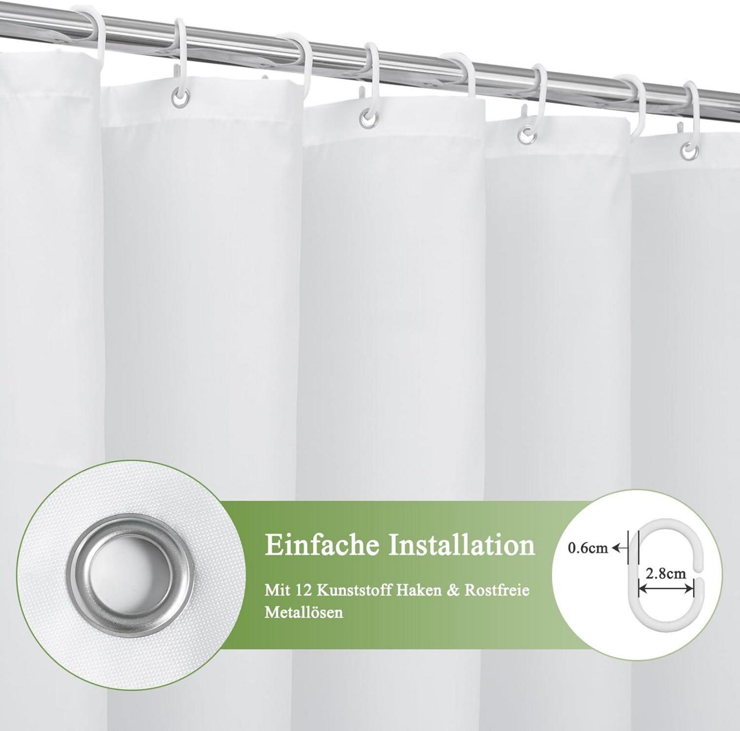 Duschvorhang Textil 180X180cm Grau Wasserdicht Waschbar Antischimmel