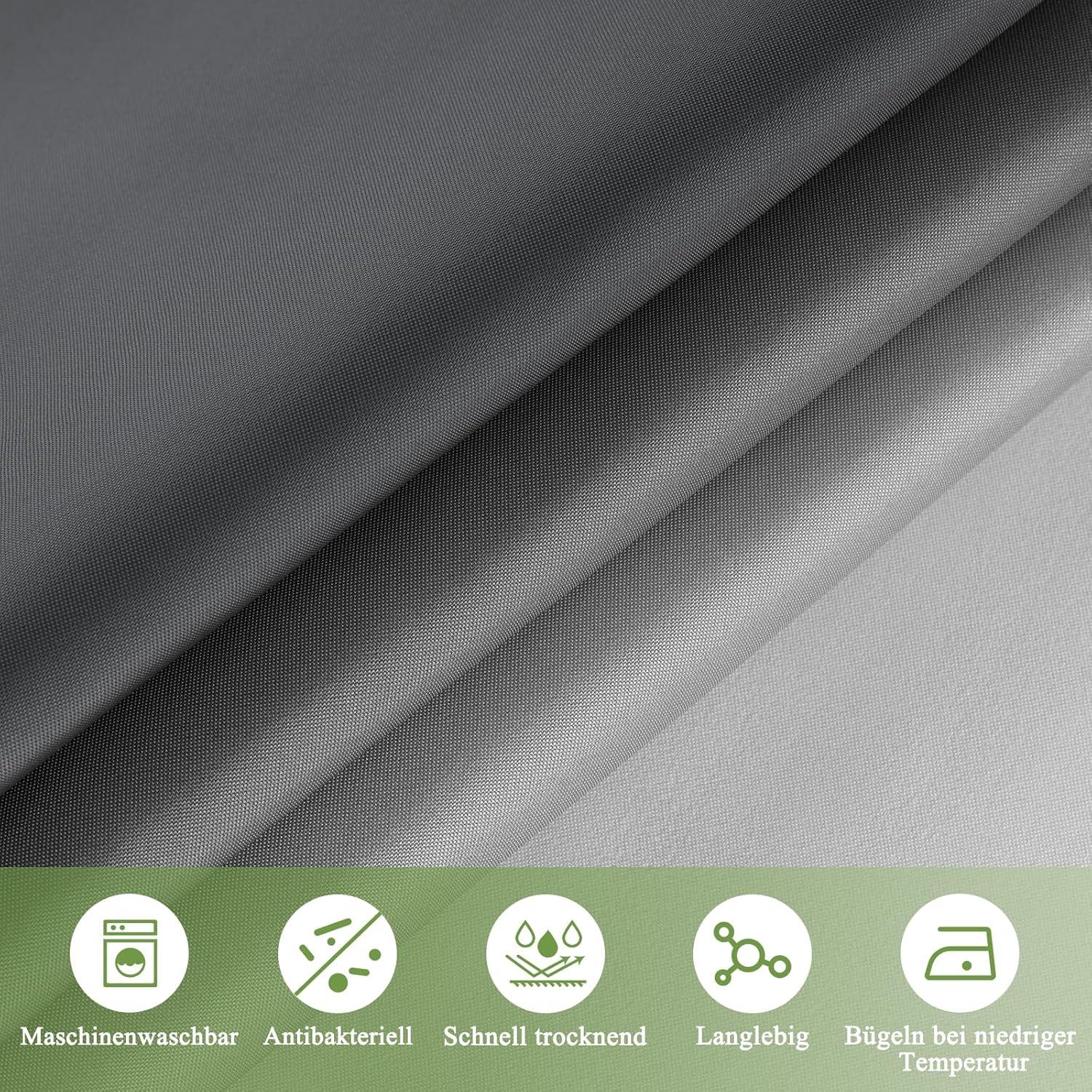 Duschvorhang 180x200cm Textil Grau, Antischimmel Waschbar