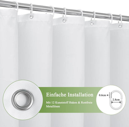 Duschvorhang 180x200cm Textil Grau Wasserdicht Waschbar Antischimmel
