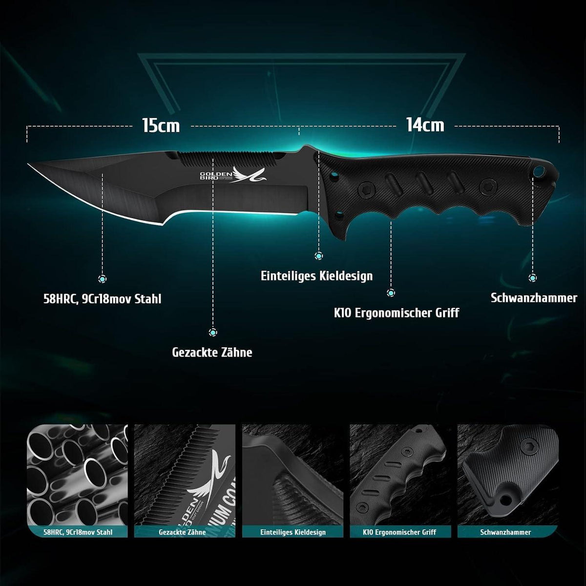 Survival Messer 2-in-1 mit Säge & Scheide – Jagd & Outdoor
