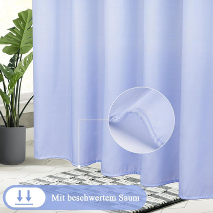 Duschvorhang Blau Textil 180X180cm Wasserdicht Waschbar Antischimmel