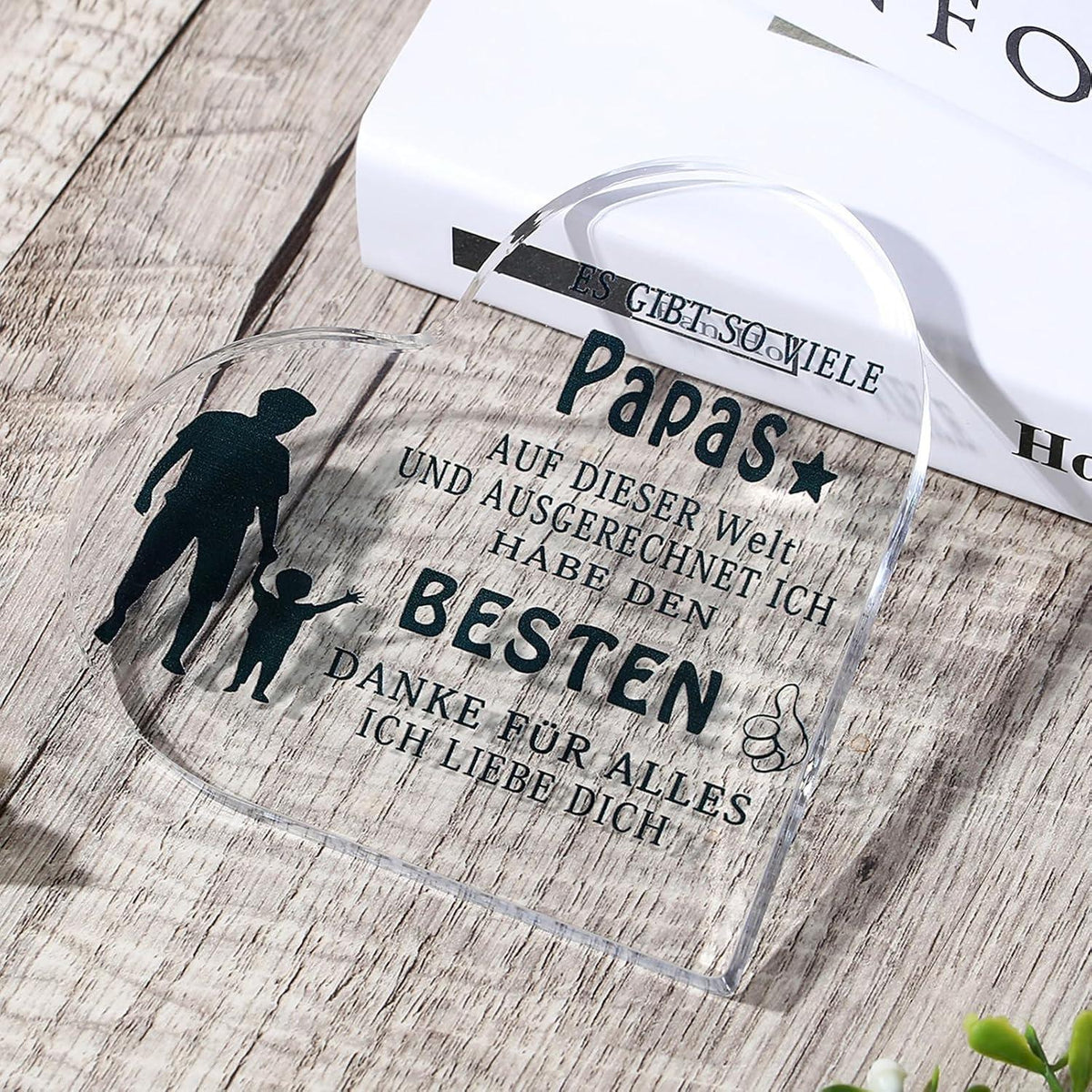 Acryl Dekoration Papa – Herzförmiges Geschenk Vatertag Geburtstag