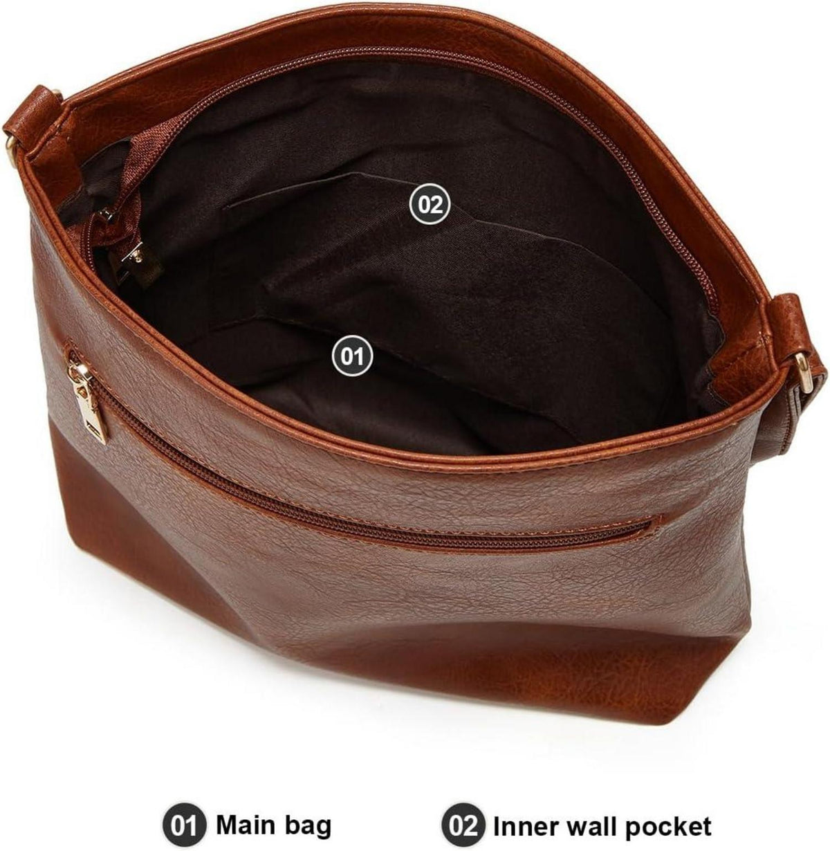 dobsechs Damen Umhängetasche aus PU-Leder Crossbody verstellbar für den