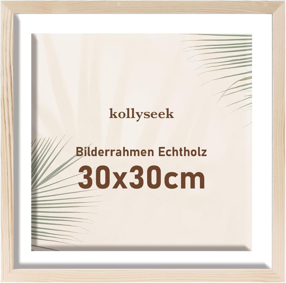 Bilderrahmen 30x30cm Echtholz mit Passepartout Acrylglas Kieferholz