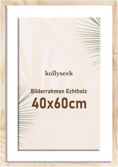 Bilderrahmen 40x60cm Echtholz mit Passepartout Acrylglas Kieferholz