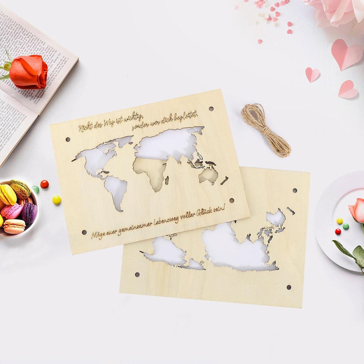 Geldgeschenk Hochzeit Weltkarte Holz Grußkarte Geschenk Reise