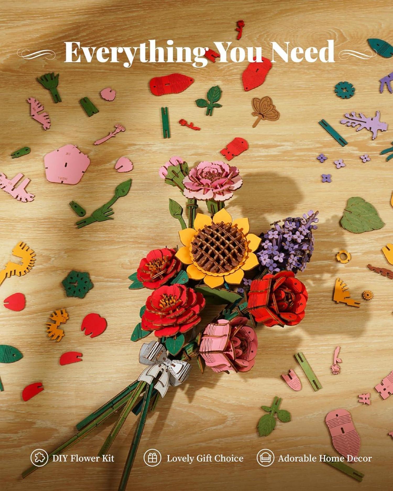 3D Puzzle Blumenstrauß hölzerne Handwerk Blüte Modell Kit DIY