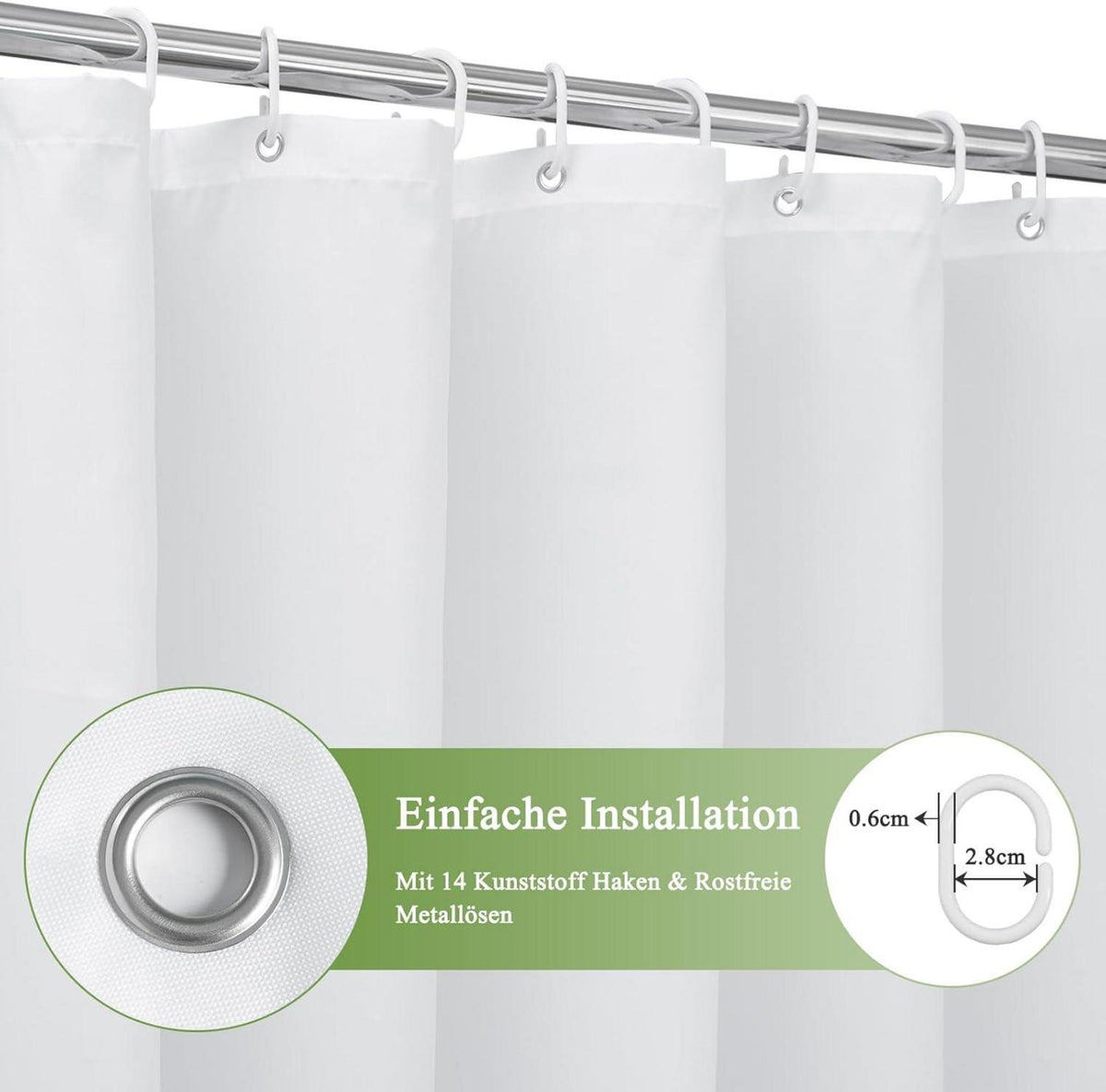 Duschvorhang 200x200cm Grau Textil Wasserdicht Waschbar Antischimmel