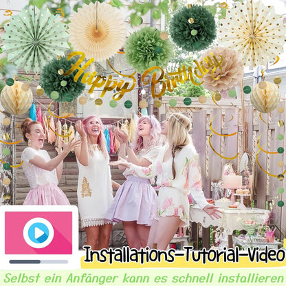Premium 50. Geburtstagsdeko Frauen Happy Birthday Girlande Wimpelkette