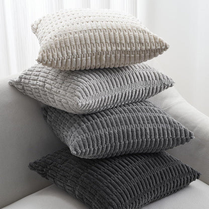 Topfinel 4er Set Kissenbezug 35x35cm Grau Kordsamt Sofa Wohnzimmer
