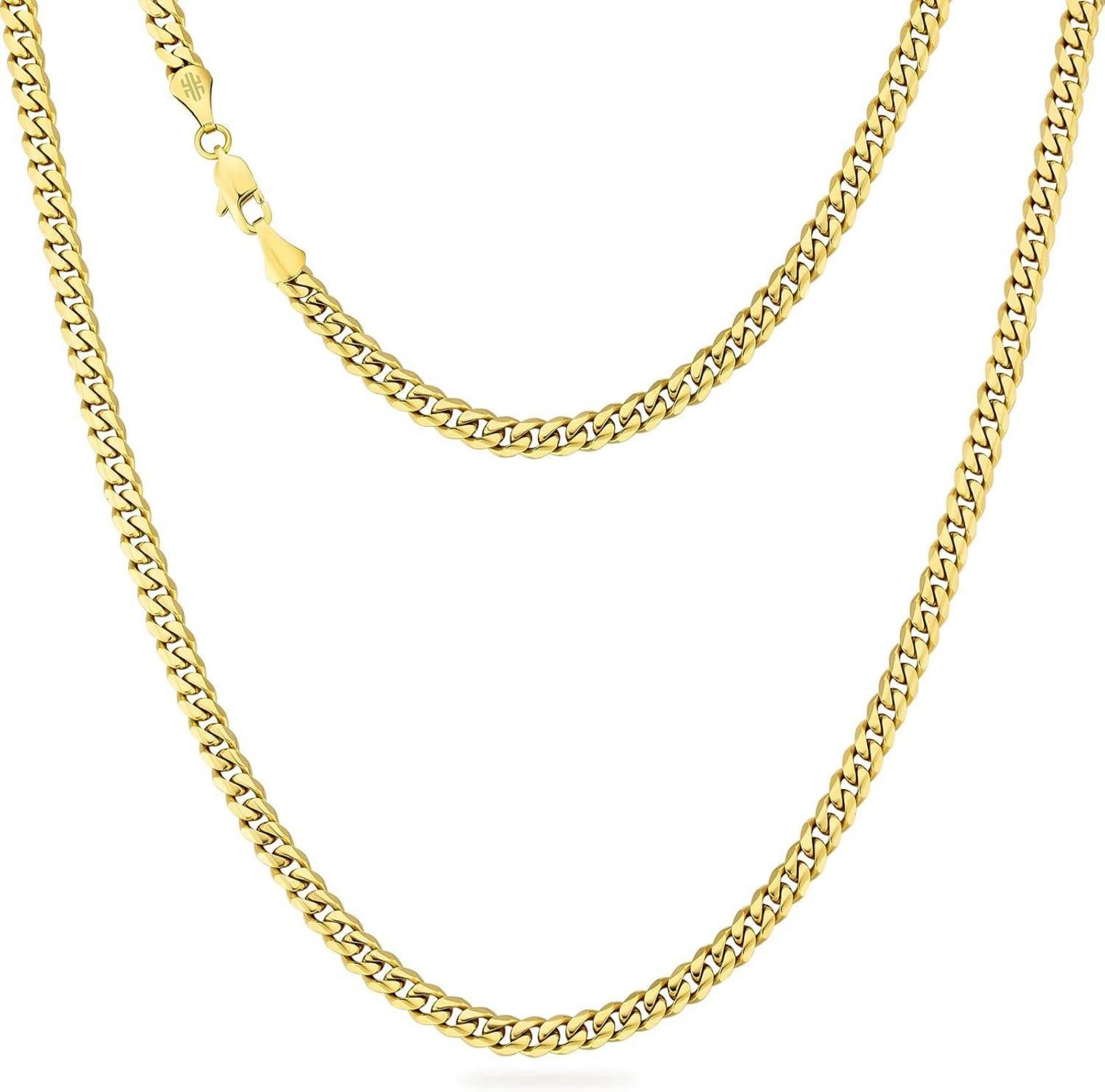 Goldene Herren Panzerkette 5mm Edelstahl mit Diamantschliff