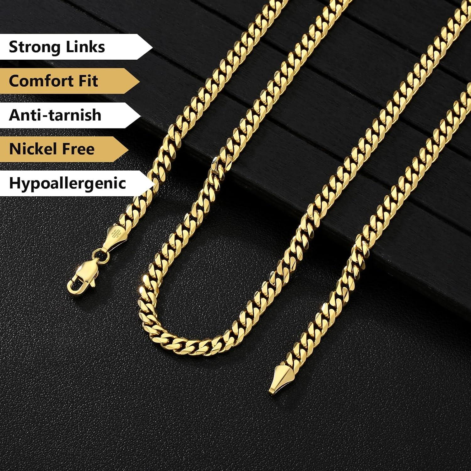 Goldene Herren Panzerkette 5mm Edelstahl mit Diamantschliff