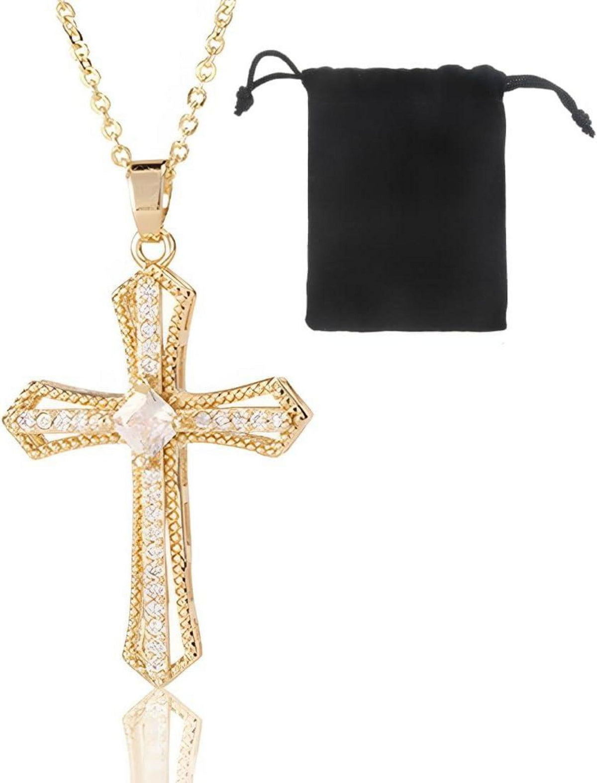 Gold Kreuz Halskette Zirkonia 18K Vergoldet Damen Angebot