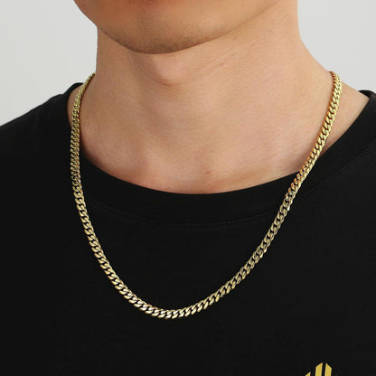 Goldene Kubanische Panzerkette mit Diamantschliff 5mm