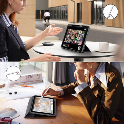 iPad Hülle mit Stifthalter, dreifach faltbar, Auto Schlafen/Wachen, Dunkelgrau