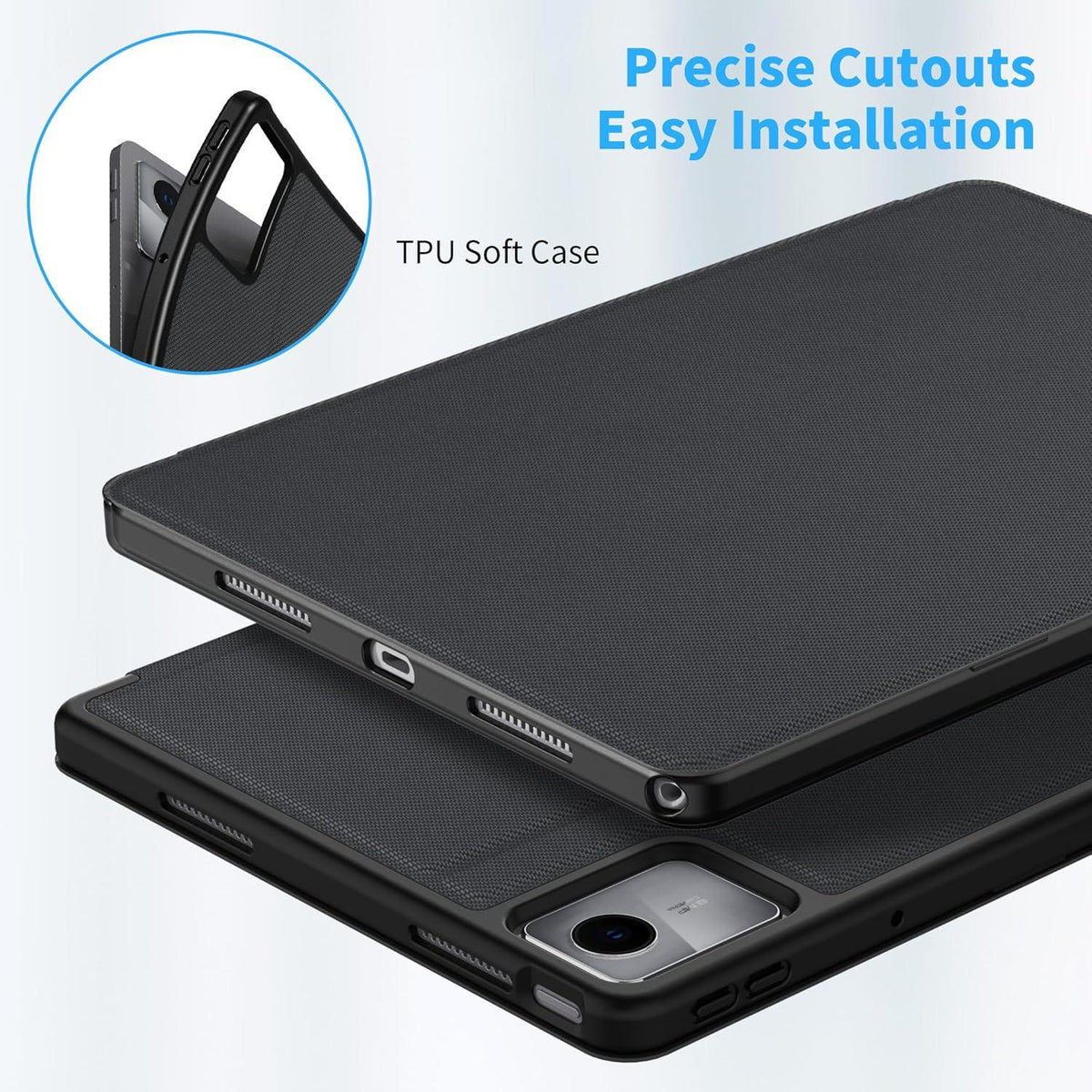 EasyAcc Lenovo Tab M11 TB330 2024 Hülle Schwarz Folio Ständer mit Stifthalter