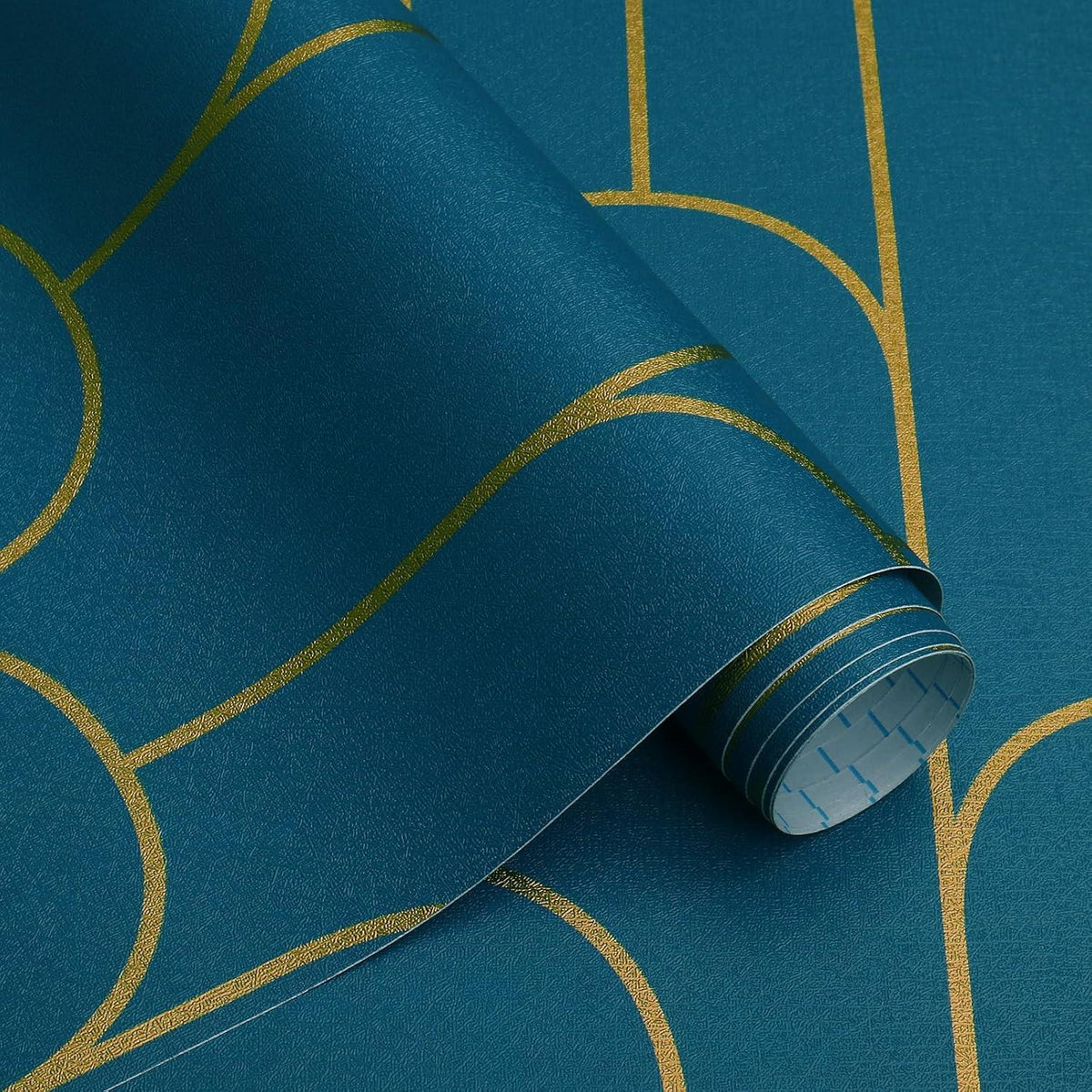 Selbstklebende Tapete Gold Türkis 44CM×10M Geometrische Streifen